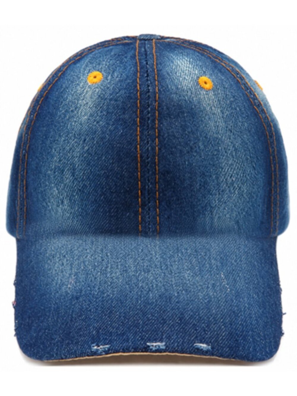 Light Blue Denim Baseball Cap with Distressed Brim